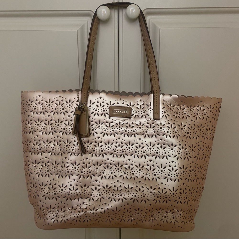 Coach Pink Laser-Cut Tote Bag